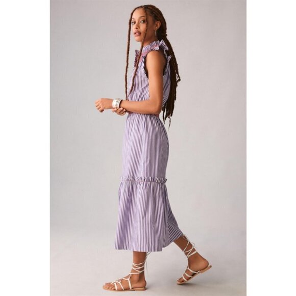 💕CLARE V. ANTHROPOLOGIE💕 Joelle Dress ~ Lilac Striped Print Large L NWT - Picture 4 of 16